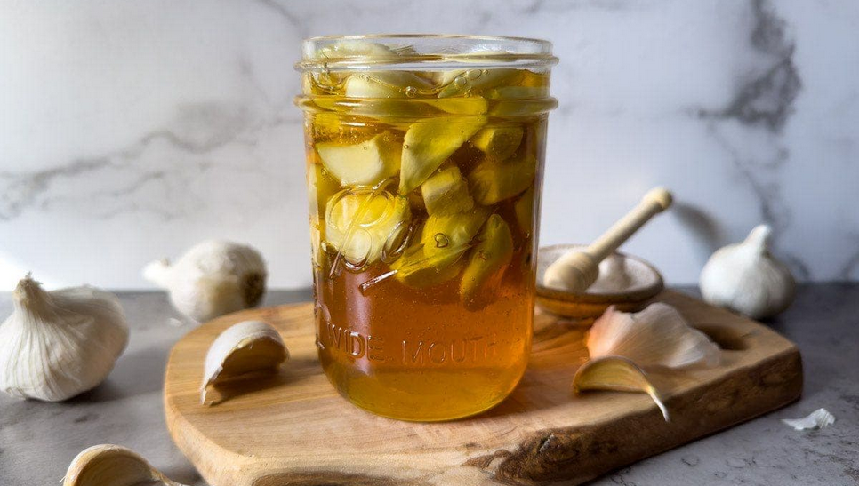 fermented garlic honey jar
