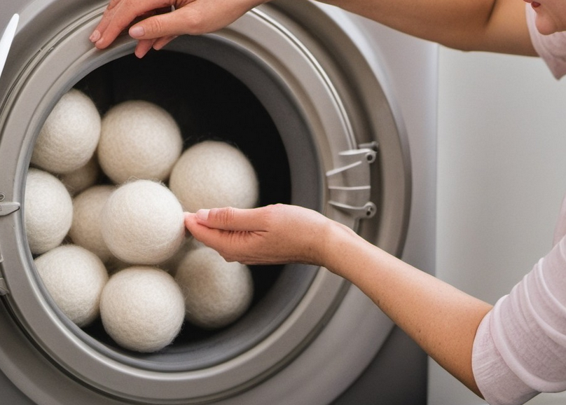 sustainable wool dryer balls lady