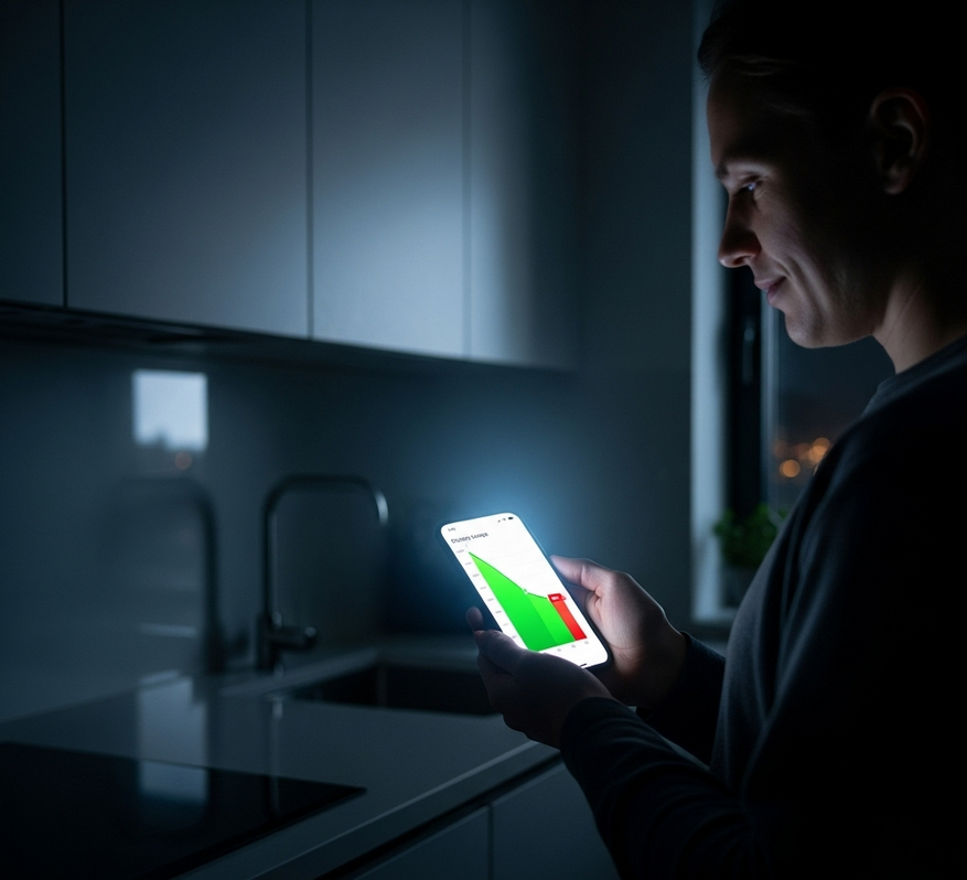 person monitoring home energy