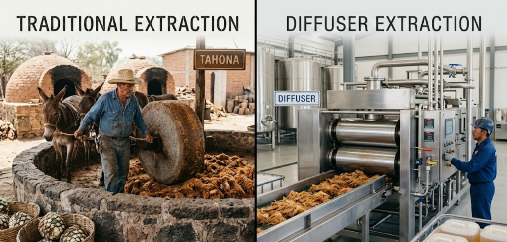 diffuser vs traditional extraction of tequila