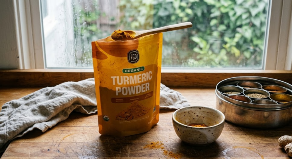 FGO organic turmeric powder bulk resealable pouch