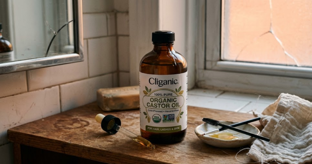 Cliganic organic castor oil EWG verified cold pressed with eyelash kit