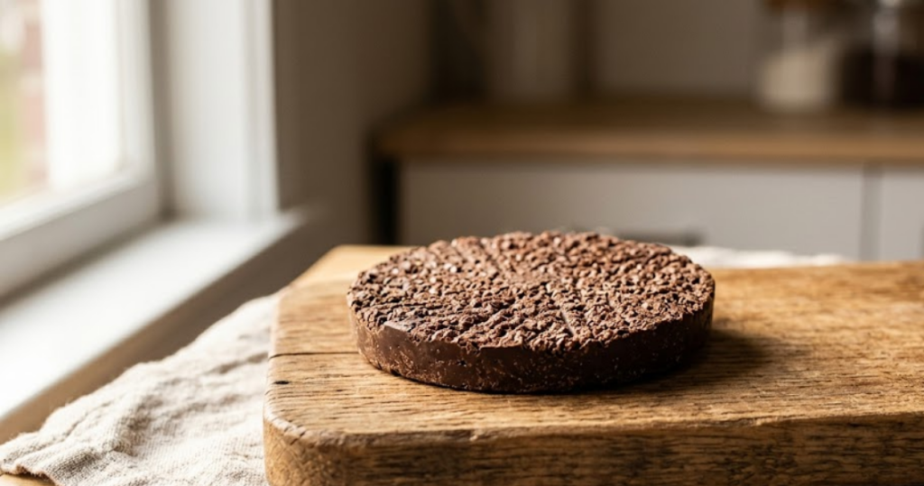 Taza organic 70 percent stone ground dark chocolate on rustic surface