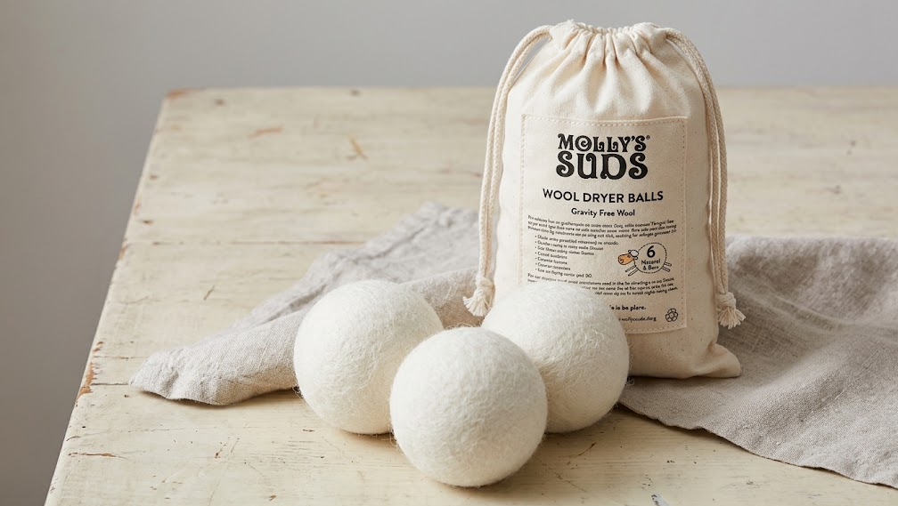 Molly's Suds wool dryer balls, Leaping Bunny certified mulesing-free