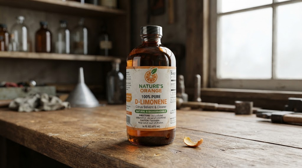 Nature's Orange 100% pure d-limonene bottle for natural citrus cleaning
