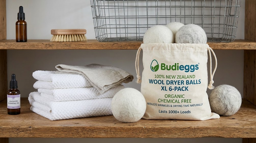 Budieggs XL wool dryer balls 6-pack, Amazon top rated